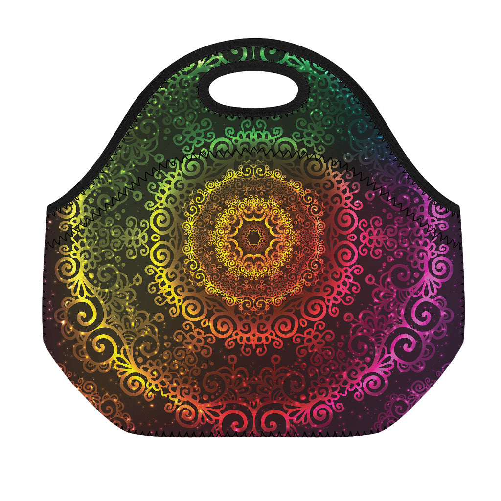 Colorful Gradient Mandala Print Neoprene Lunch Bag
