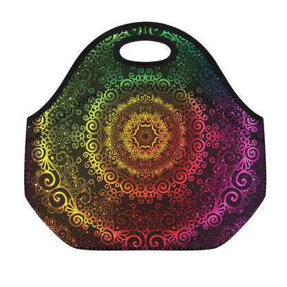 Colorful Gradient Mandala Print Neoprene Lunch Bag