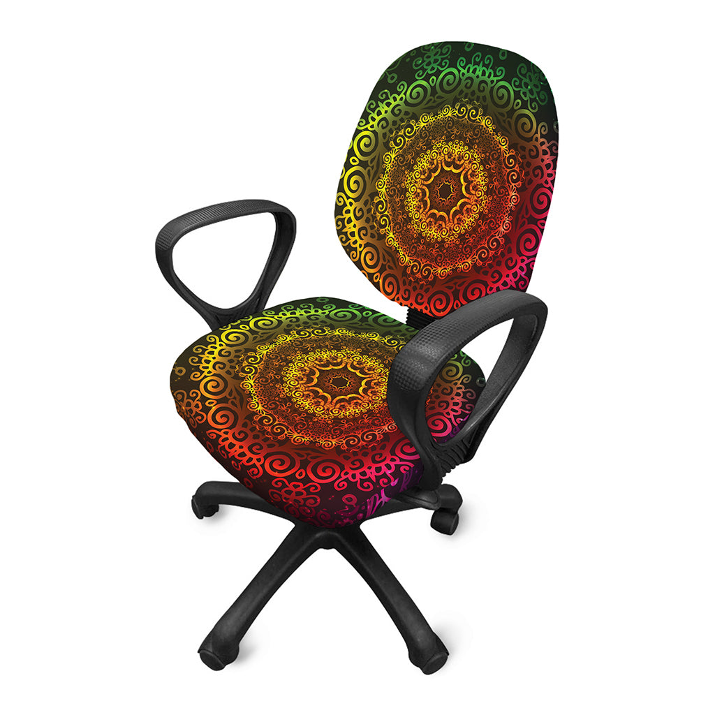 Colorful Gradient Mandala Print Office Chair Cover