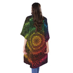 Colorful Gradient Mandala Print Open Front Beach Cover Up