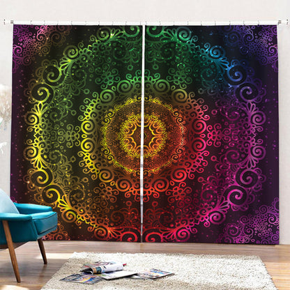 Colorful Gradient Mandala Print Pencil Pleat Curtains