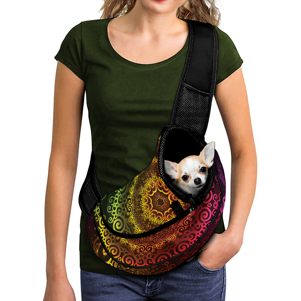 Colorful Gradient Mandala Print Pet Sling Carrier
