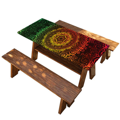 Colorful Gradient Mandala Print Picnic Table Cover