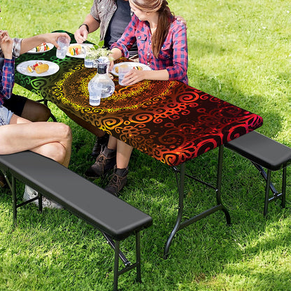Colorful Gradient Mandala Print Picnic Table Cover