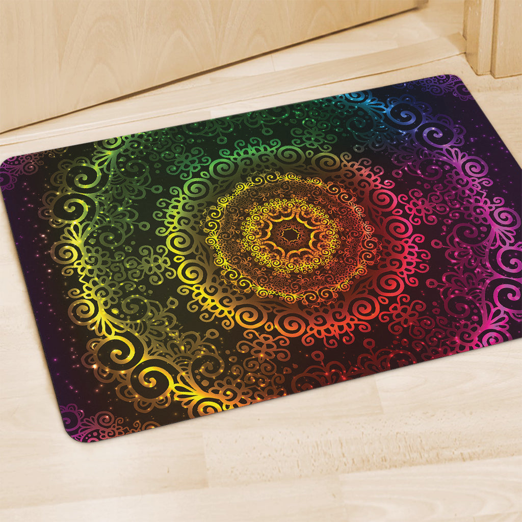 Colorful Gradient Mandala Print Polyester Doormat