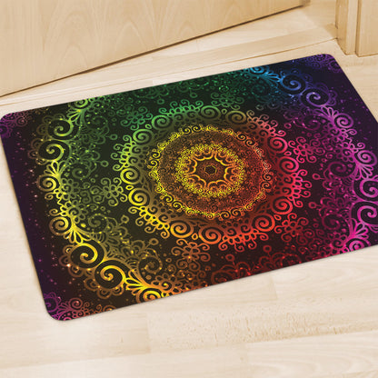 Colorful Gradient Mandala Print Polyester Doormat
