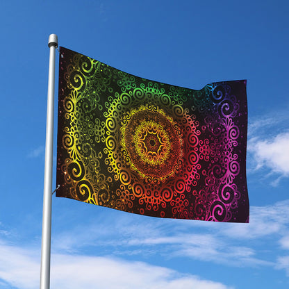 Colorful Gradient Mandala Print Polyester Flag