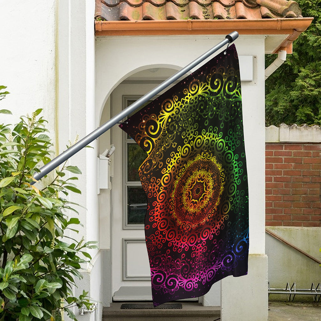 Colorful Gradient Mandala Print Polyester Flag