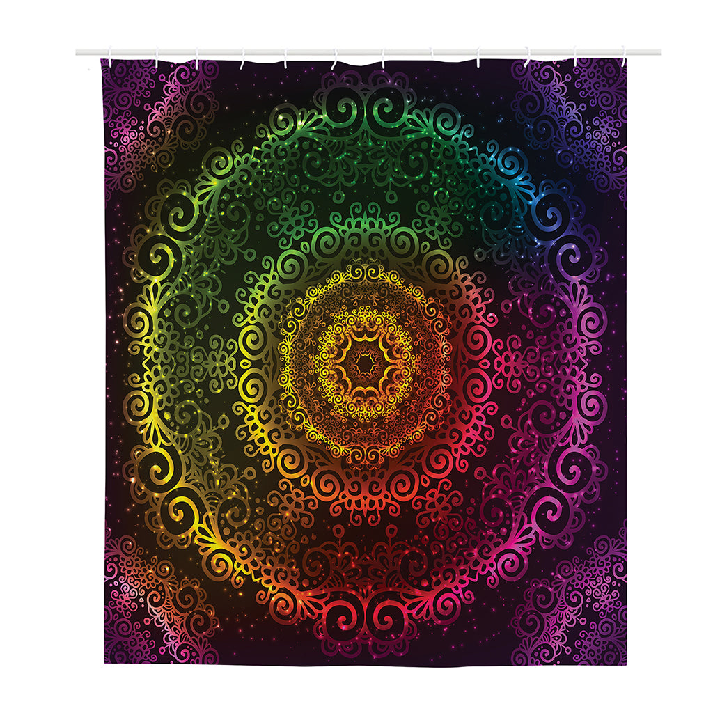 Colorful Gradient Mandala Print Polyester Shower Curtain