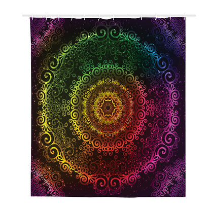 Colorful Gradient Mandala Print Polyester Shower Curtain