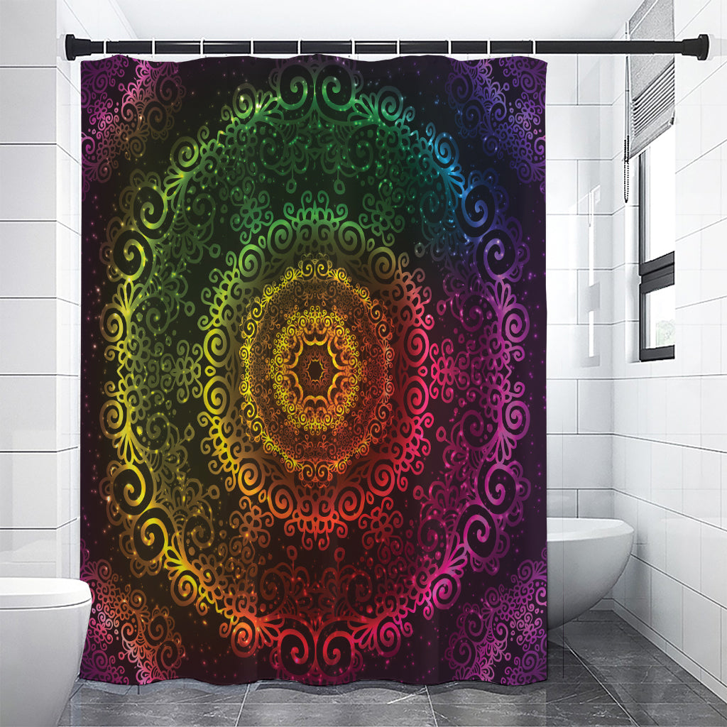 Colorful Gradient Mandala Print Premium Shower Curtain