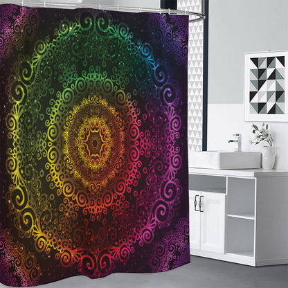 Colorful Gradient Mandala Print Premium Shower Curtain