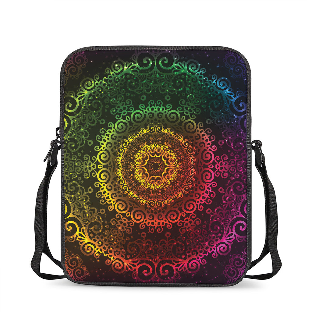 Colorful Gradient Mandala Print Rectangular Crossbody Bag