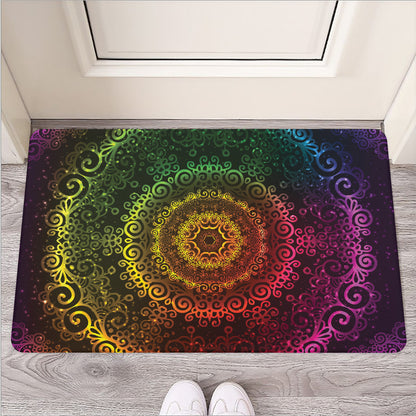 Colorful Gradient Mandala Print Rubber Doormat