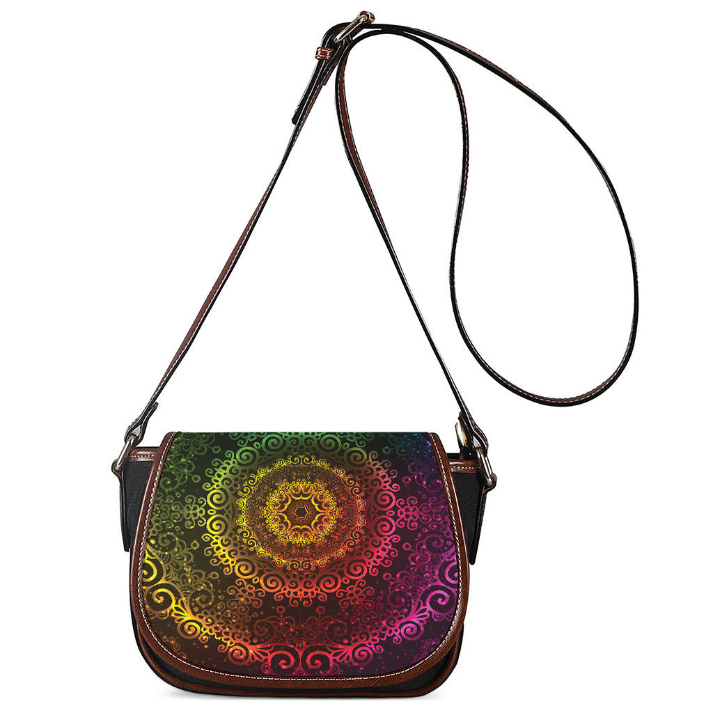 Colorful Gradient Mandala Print Saddle Bag