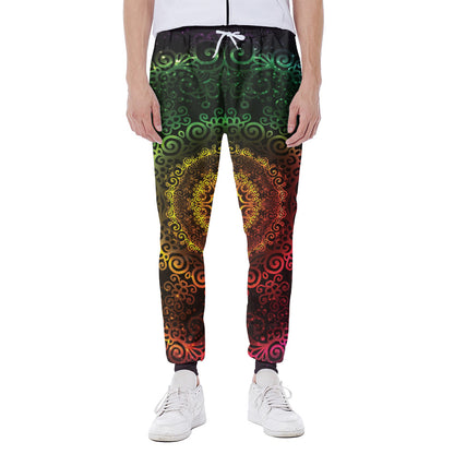 Colorful Gradient Mandala Print Scuba Joggers