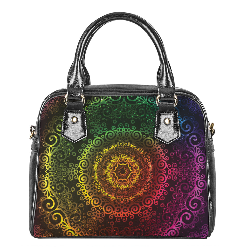 Colorful Gradient Mandala Print Shoulder Handbag