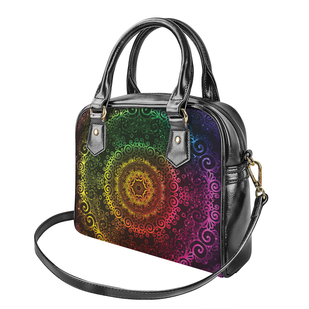 Colorful Gradient Mandala Print Shoulder Handbag