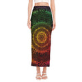 Colorful Gradient Mandala Print Side Slit Maxi Skirt