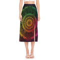 Colorful Gradient Mandala Print Side Slit Midi Skirt