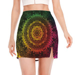 Colorful Gradient Mandala Print Side Slit Mini Skirt