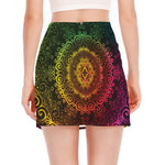 Colorful Gradient Mandala Print Side Slit Mini Skirt