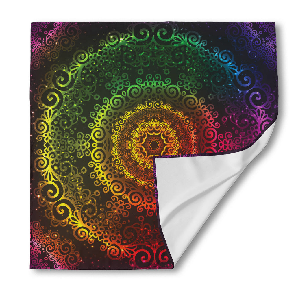 Colorful Gradient Mandala Print Silk Bandana