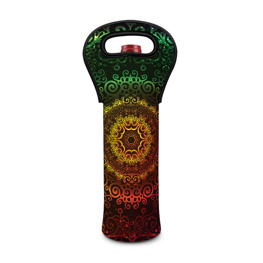 Colorful Gradient Mandala Print Single Neoprene Wine Tote
