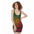Colorful Gradient Mandala Print Sleeveless Bodycon Dress
