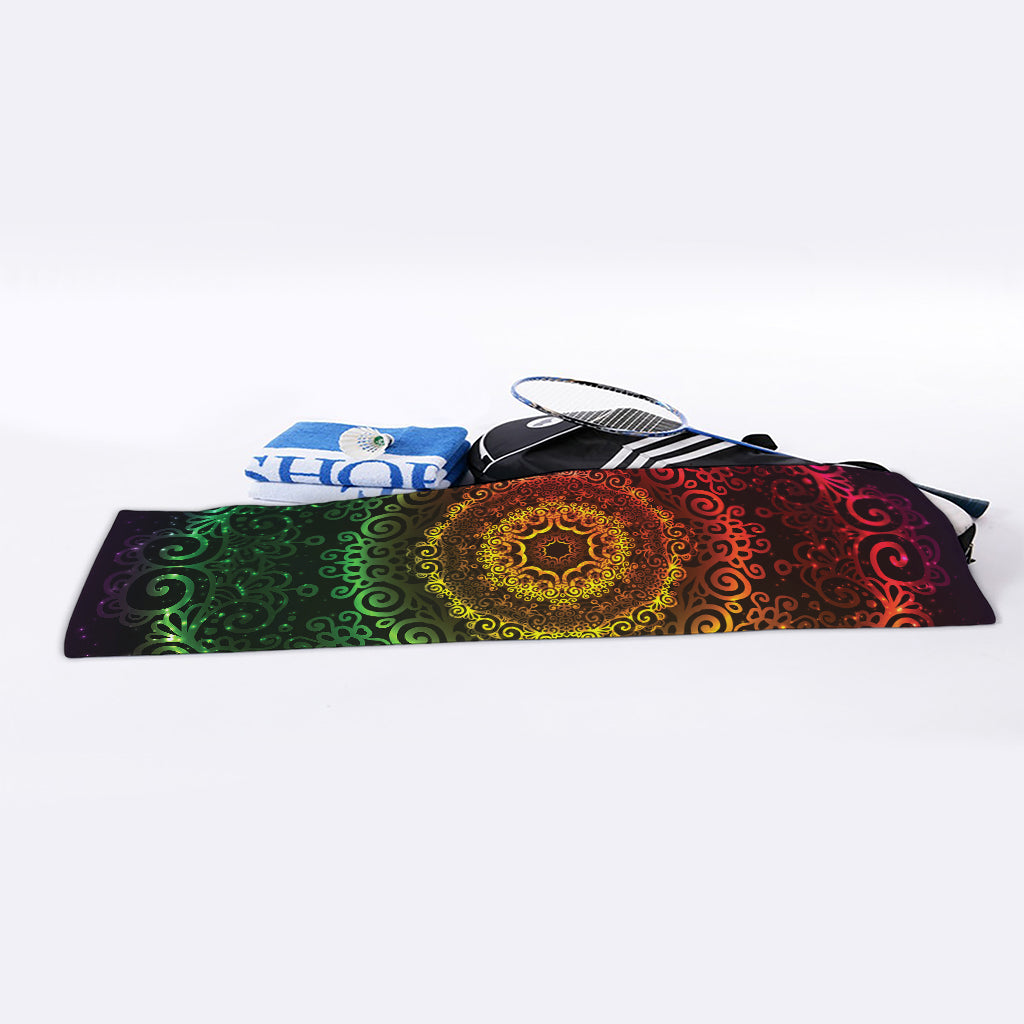 Colorful Gradient Mandala Print Sports Towel