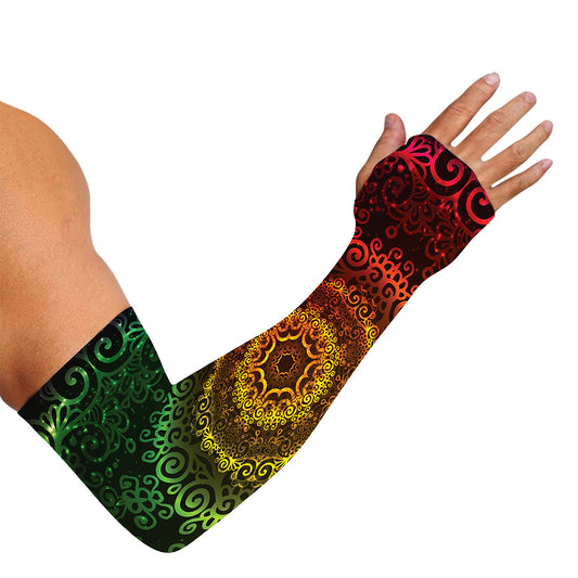 Colorful Gradient Mandala Print Sun Protection Arm Sleeves