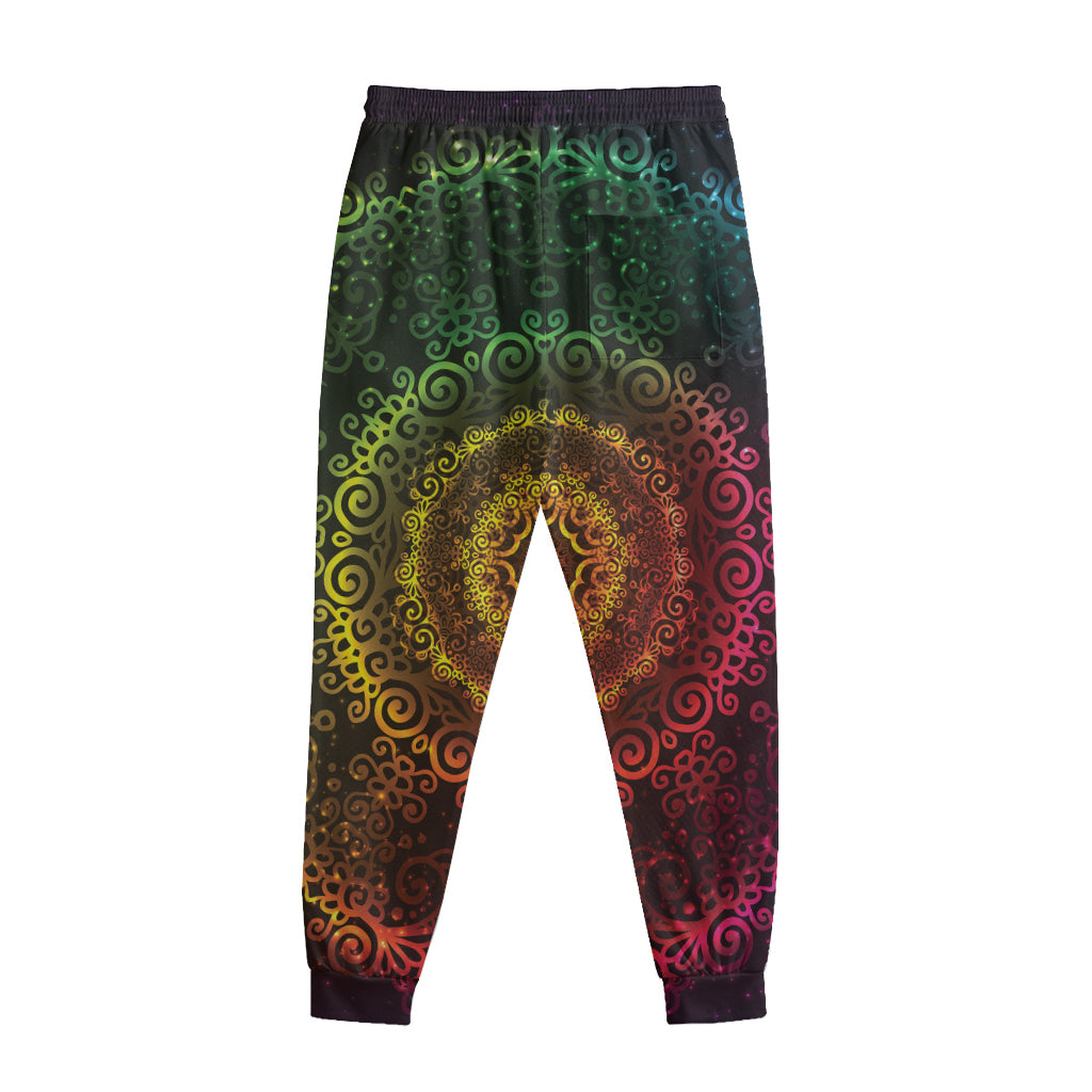 Colorful Gradient Mandala Print Sweatpants