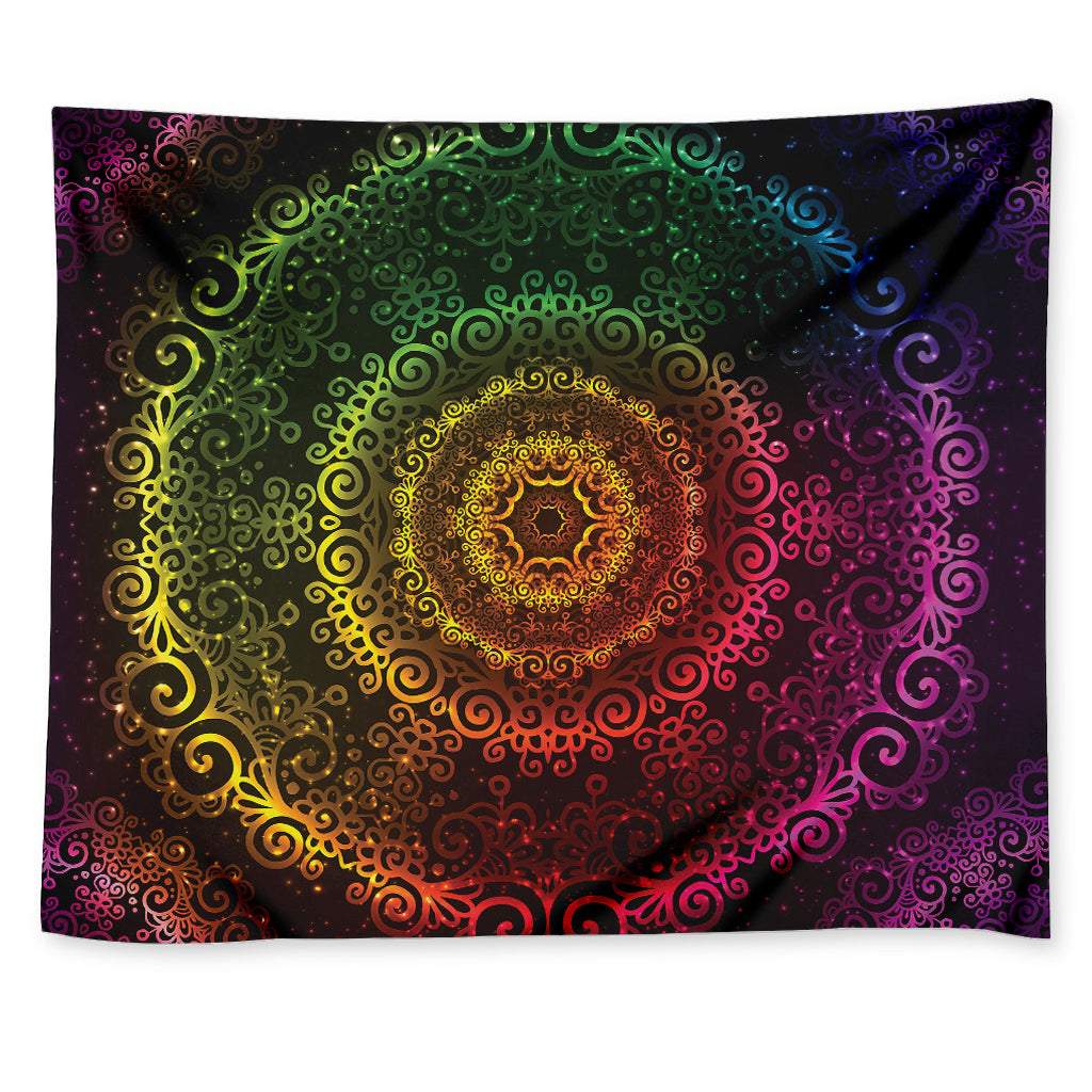Colorful Gradient Mandala Print Tapestry