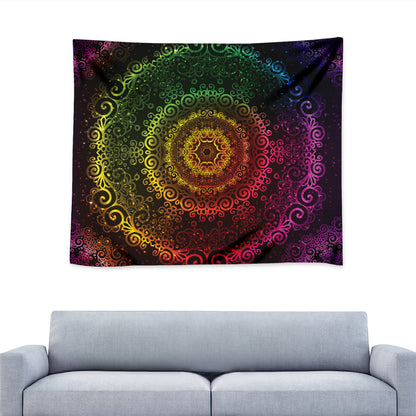 Colorful Gradient Mandala Print Tapestry