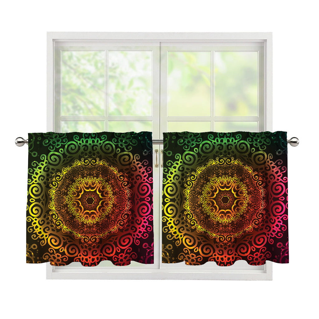 Colorful Gradient Mandala Print Tier Curtains