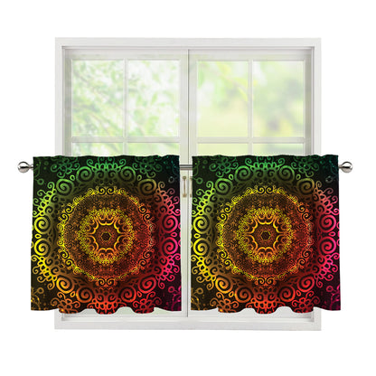 Colorful Gradient Mandala Print Tier Curtains
