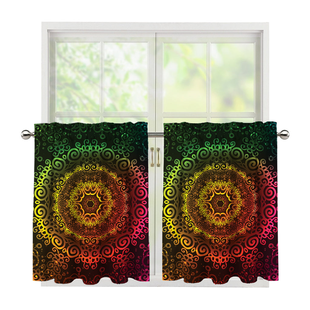 Colorful Gradient Mandala Print Tier Curtains