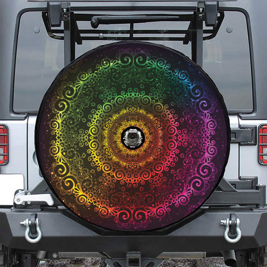 Colorful Gradient Mandala Print Tire Cover With Camera Hole