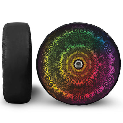 Colorful Gradient Mandala Print Tire Cover With Camera Hole