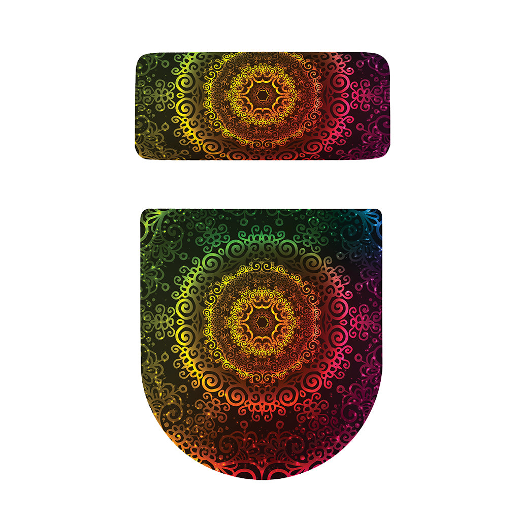 Colorful Gradient Mandala Print Toilet Lid And Tank Cover Set