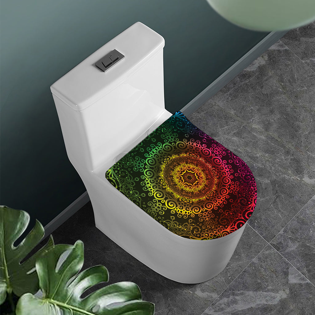 Colorful Gradient Mandala Print Toilet Lid Cover