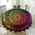 Colorful Gradient Mandala Print Waterproof Round Tablecloth