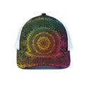 Colorful Gradient Mandala Print White Mesh Trucker Hat