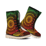 Colorful Gradient Mandala Print Winter Boots