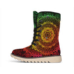 Colorful Gradient Mandala Print Winter Boots