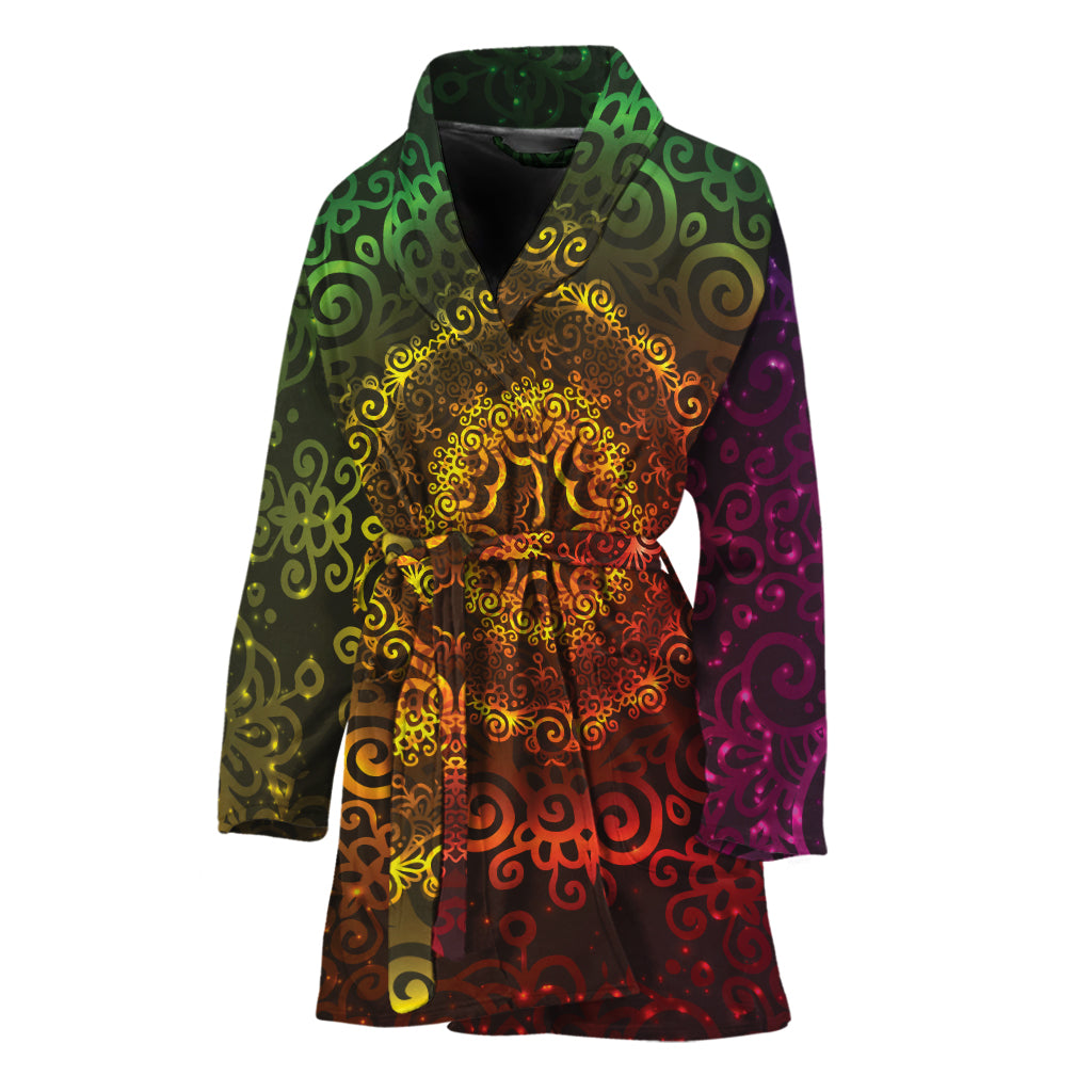 Colorful Gradient Mandala Print Women's Bathrobe