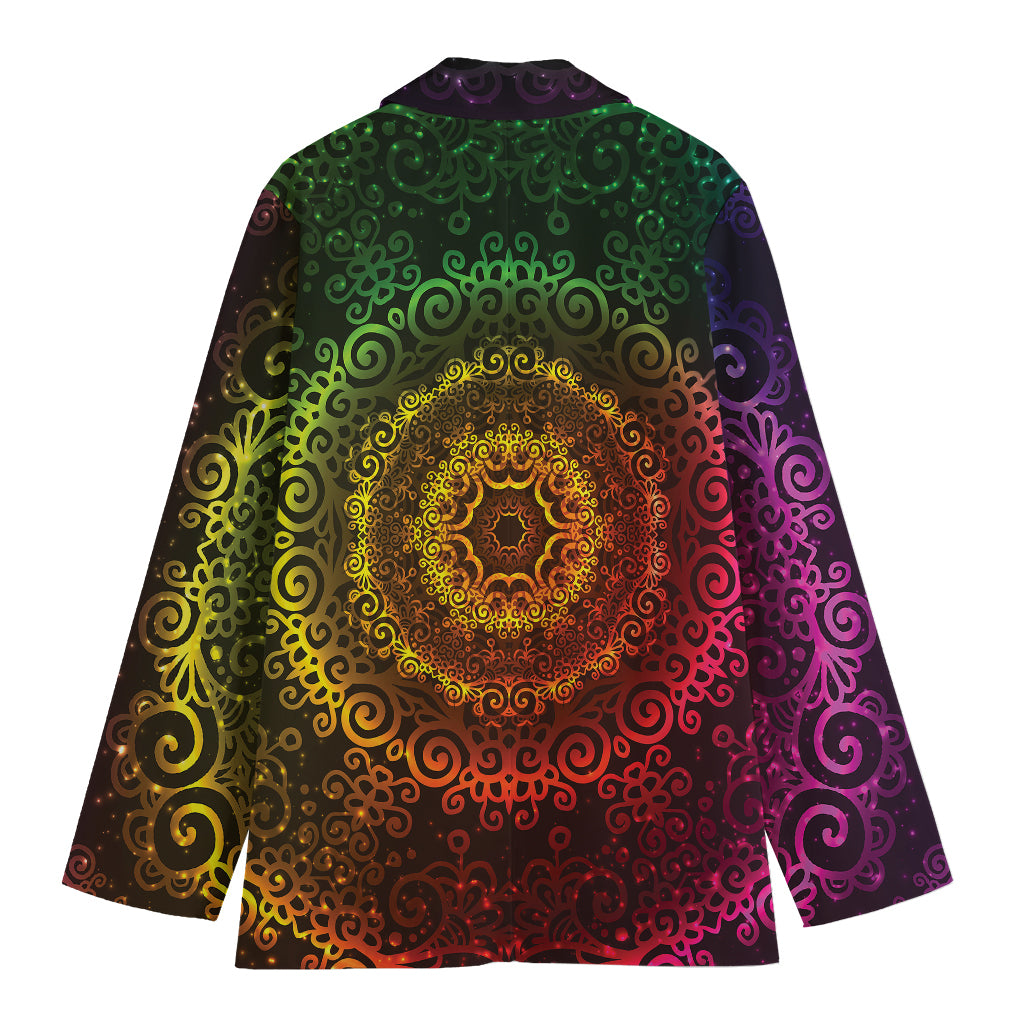Colorful Gradient Mandala Print Women's Blazer