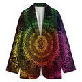 Colorful Gradient Mandala Print Women's Cotton Blazer