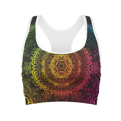 Colorful Gradient Mandala Print Women's Sports Bra