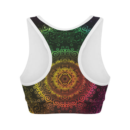 Colorful Gradient Mandala Print Women's Sports Bra